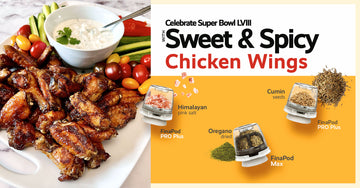 Sweet & Spicy Chicken Wings With Feta Dip and Veggies