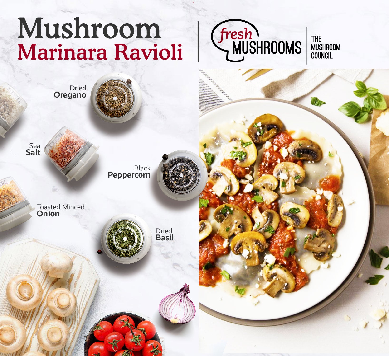 Mushroom Marinara Ravioli
