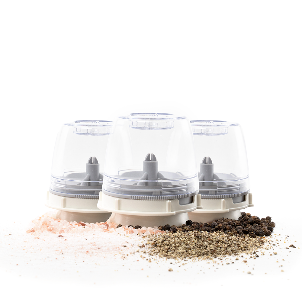  Finamill's Spice Grinder Salt & Pepper Deluxe Gift Set -  Includes One Battery-Operated Finamill, Two Finapod PRO Plus Grinding Pods,  Two Packets of Salt and Peppercorn Finaspice (Stone): Home & Kitchen